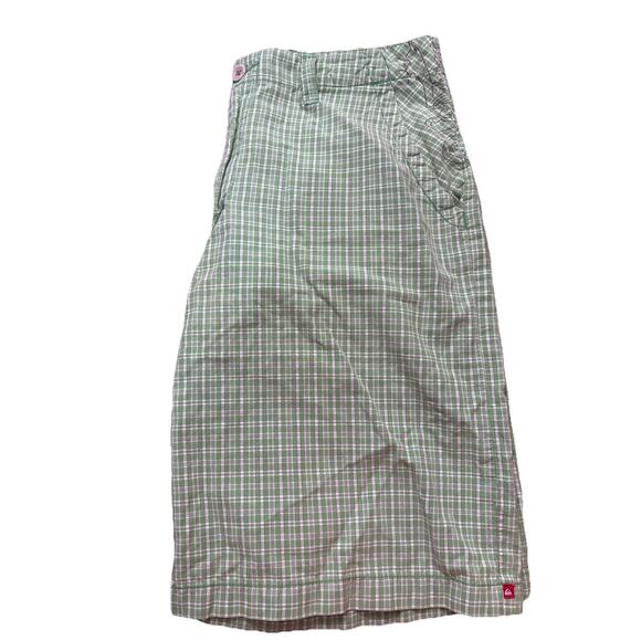 Quiksilver Men’s Green Plaid Longer Shorts Size 33 Waist Length 10 1/2. - Picture 1 of 10